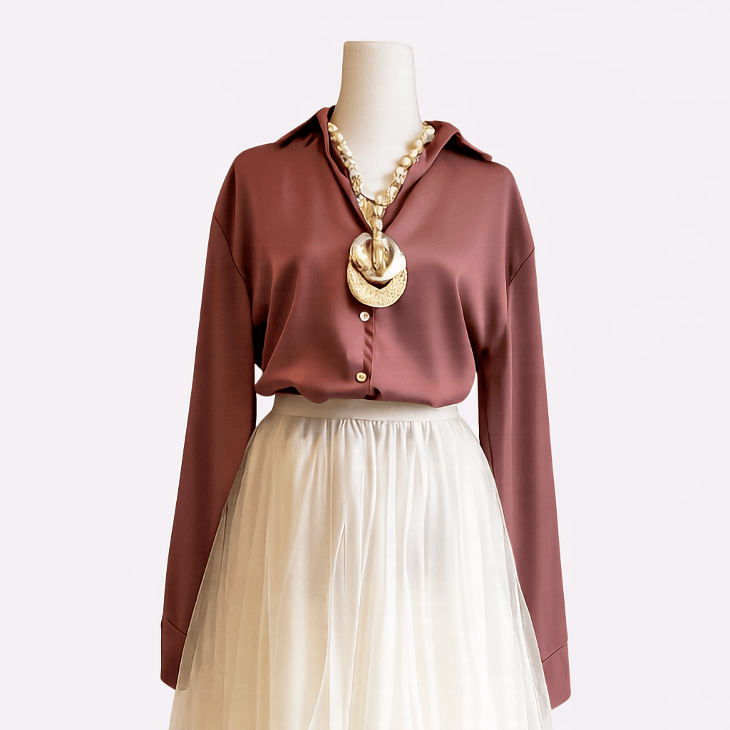 Rose Gold Satin Blouse