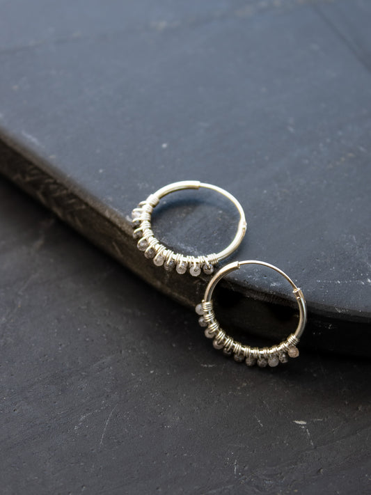 925 Silver Hoop Earrings - Rutilated Quartz