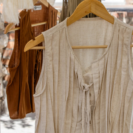 Front-Tie Linen Top